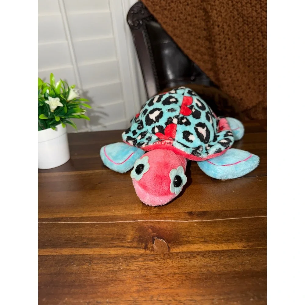 Douglas The Cuddle Toy Sea Turtle Plush Leopard Print Flower Shell Pink Blue 10
